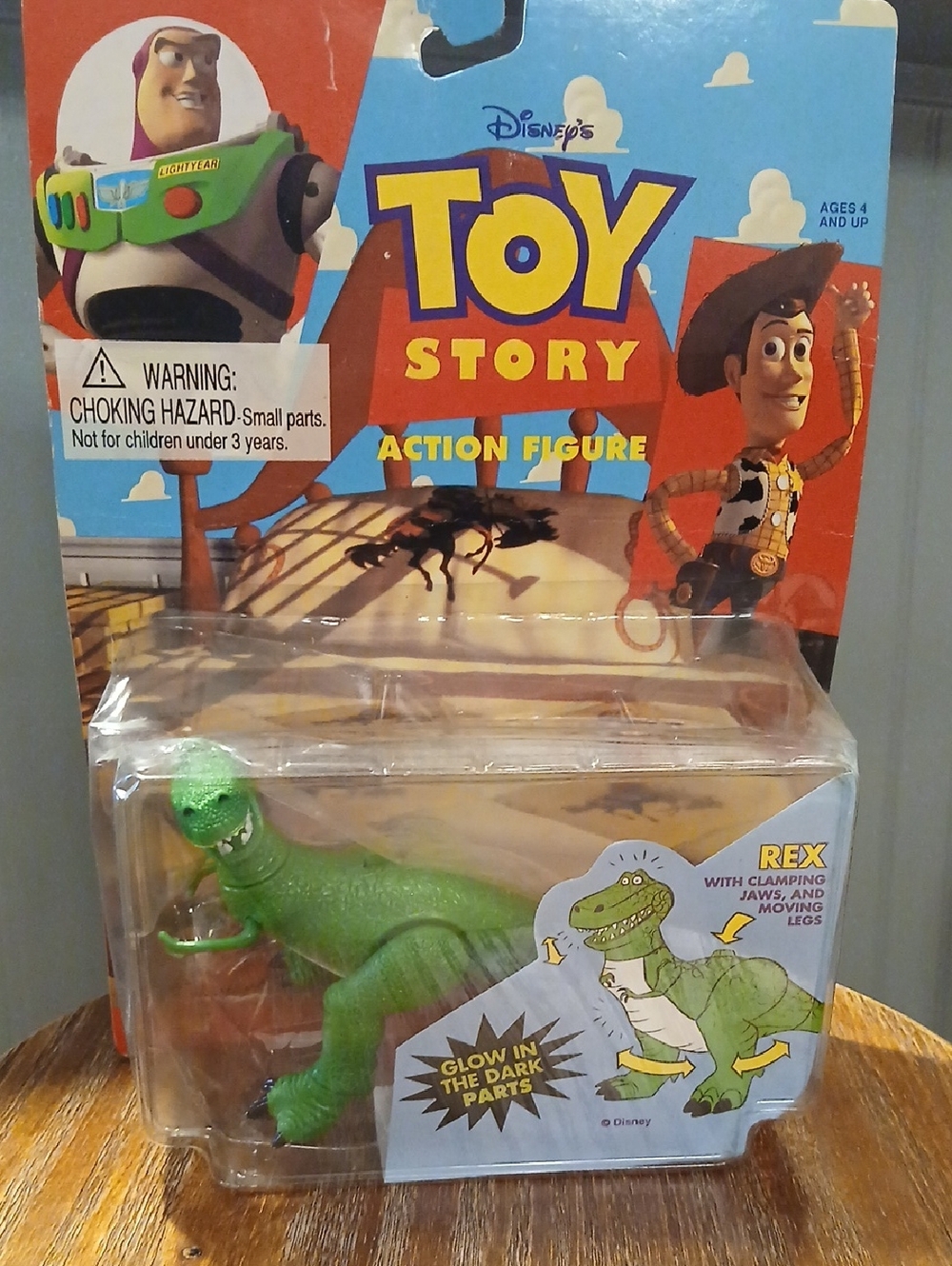 Vintage 90's Toy Story Glow In The Dark Rex Action Figure